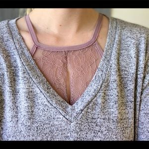 Mauve lace brallette with cutout back